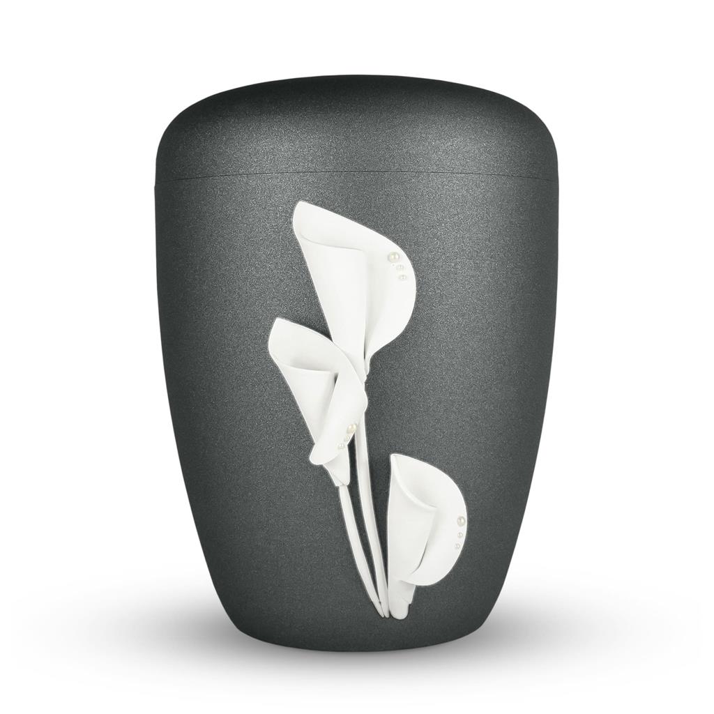 Naturstoffurne glint-iron, "Calla mit Perlen"