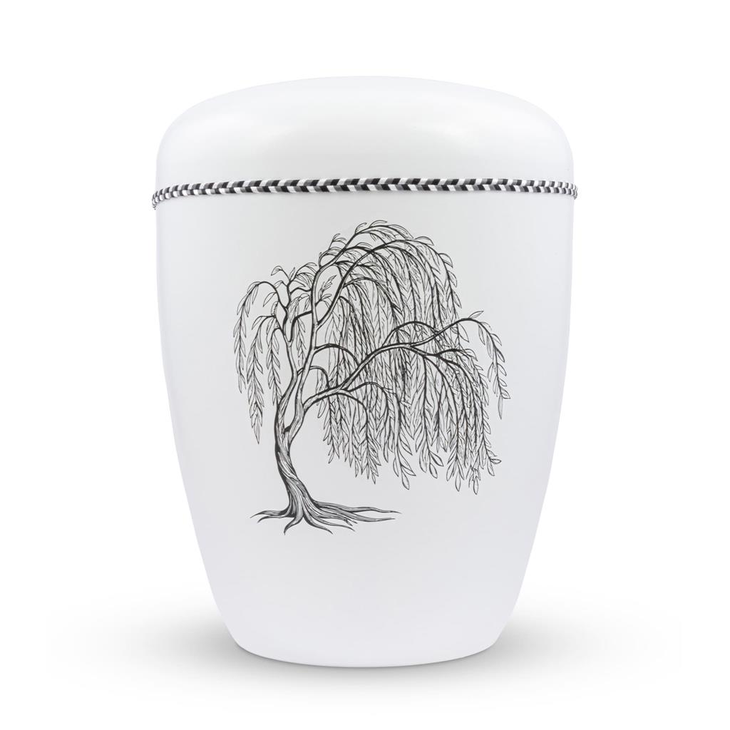 Naturstoffurne, weiß-matt, "Trauerweide"