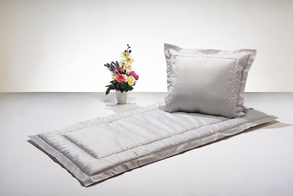 Deckengrt., Dekostoffgrau, Punkte, Stehsaum, 350 g/m²