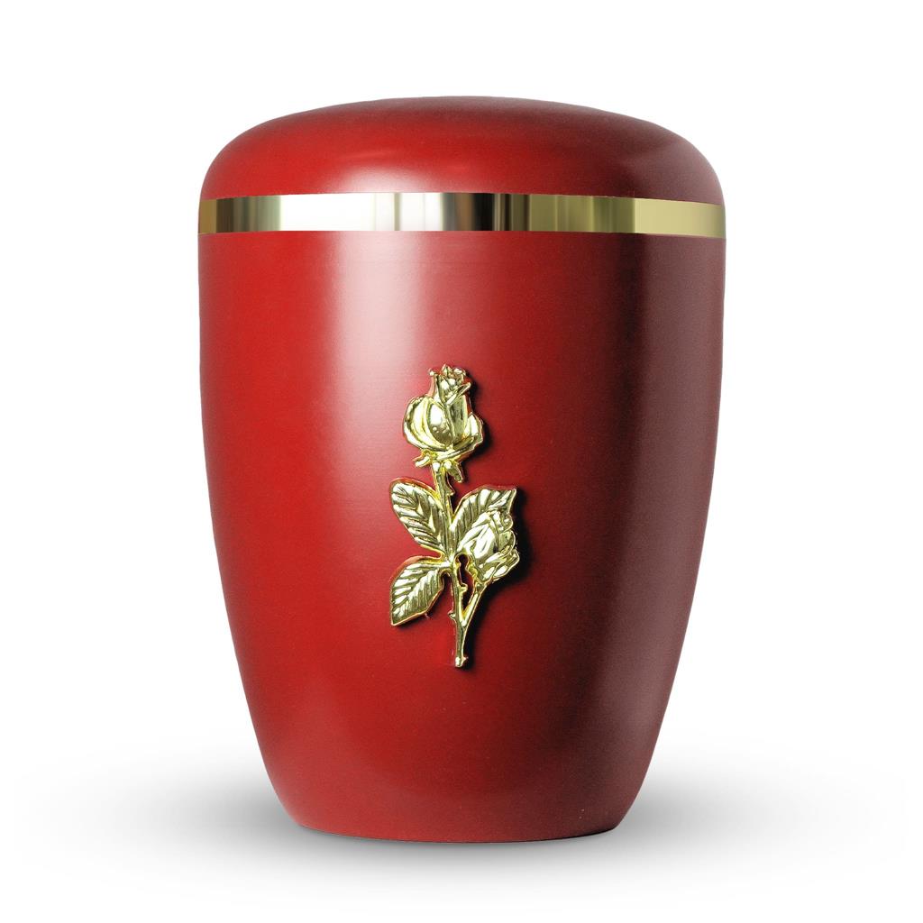 Naturstoffurne, pastell-rot, "Rose", Goldband