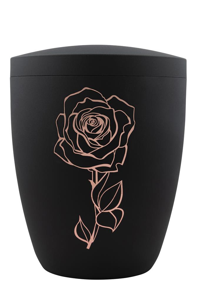 Naturstoffurne, schwarz-matt, "Rose", rosé