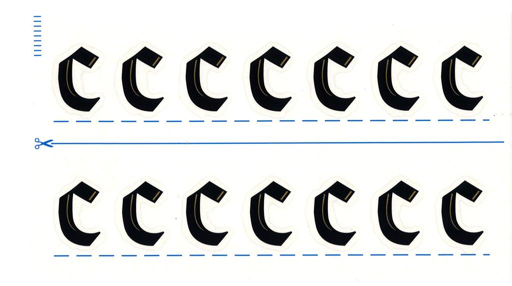 Grabkreuzbeschriftung - 36mm, Zeichen 'c', 14 Stück pro Blatt