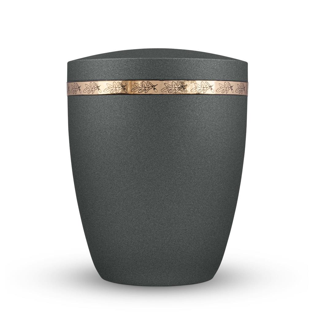 Naturstoffurne, glint-iron, Goldband "Eichenlaub"