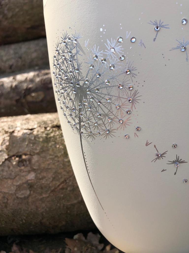 Naturstoffurne, seashell, 'Pusteblume+Strass'