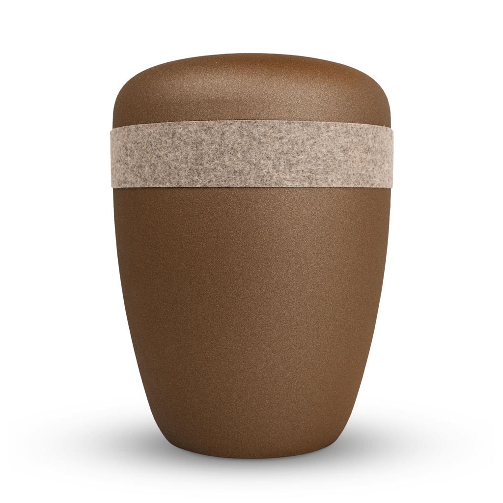 Naturstoffurne, glint-bronze, Lodenband braun