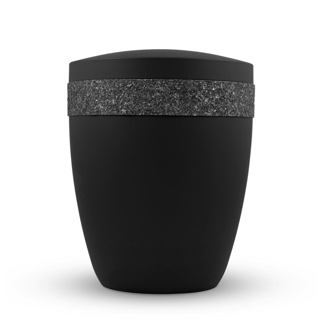 Naturstoffurne, stone-grey, Echtsteinbordüre "BlackPearl"