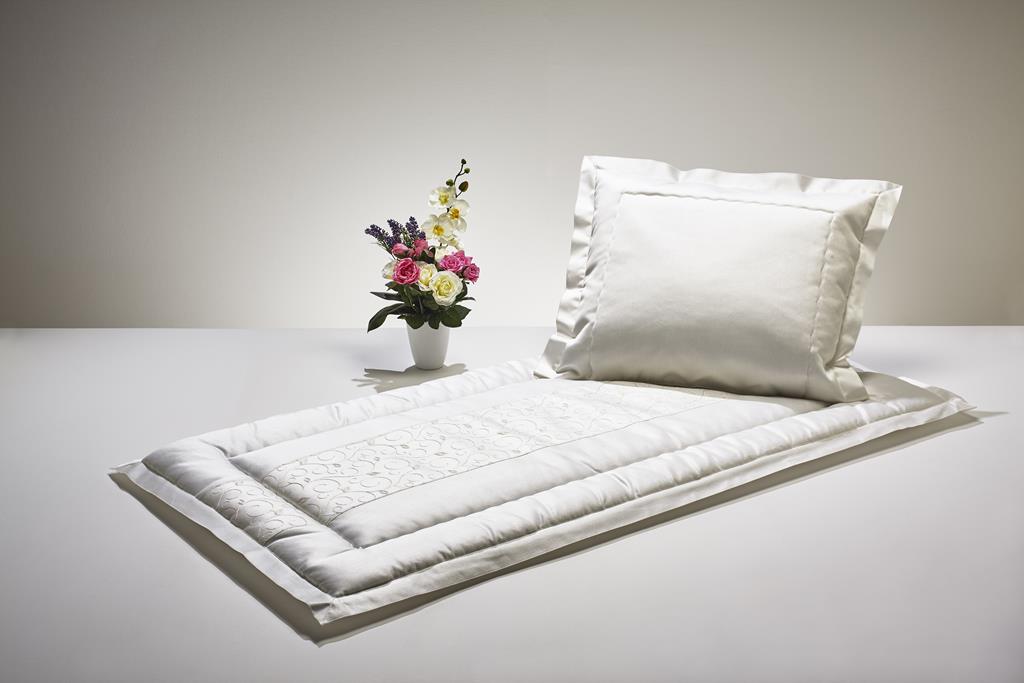Deckengrt., Drell creme, Borte Blätter, Stehsaum, 350 g/m²