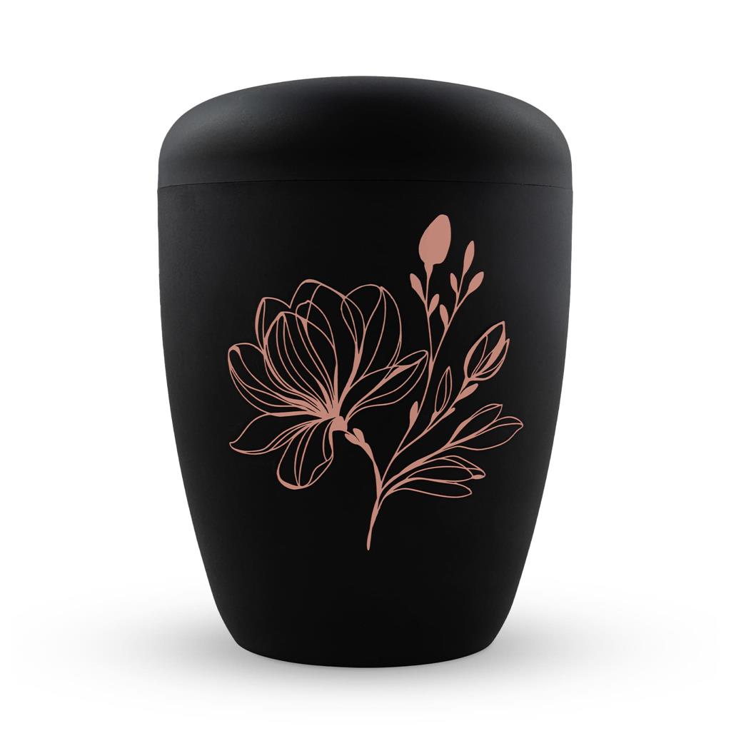 Naturstoffurne, schwarz-matt, "Magnolie"