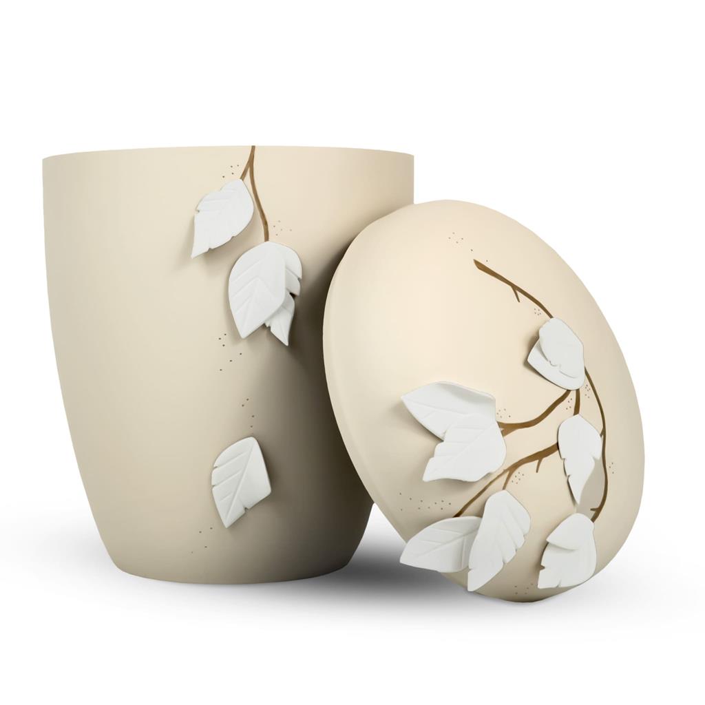 Naturstoffurne, seashell, "fallende Blätter 3D"