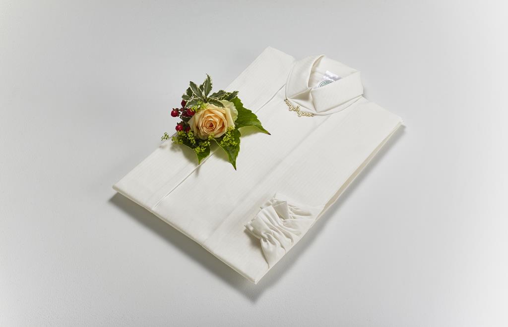 Damentalar, BW-Mischgewebe creme, Streifen, Schalkragen