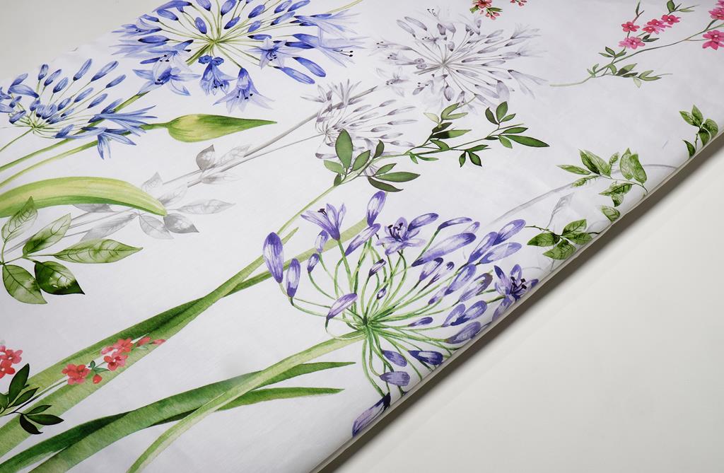 Deckengrt., BW-Satin weiß, Blüten, 250 g/m²