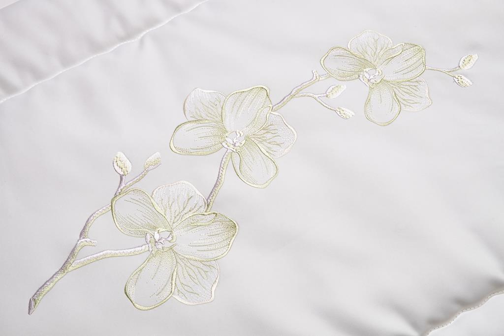 Deckengrt., Mischgewebe creme, gest. Orchidee, ST, 350 g/m²
