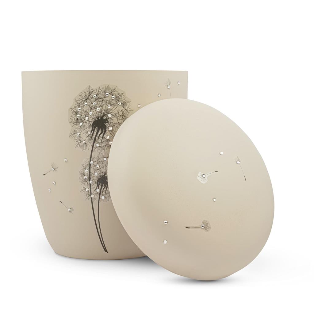 Naturstoffurne, seashell, "Pusteblume + Strass"