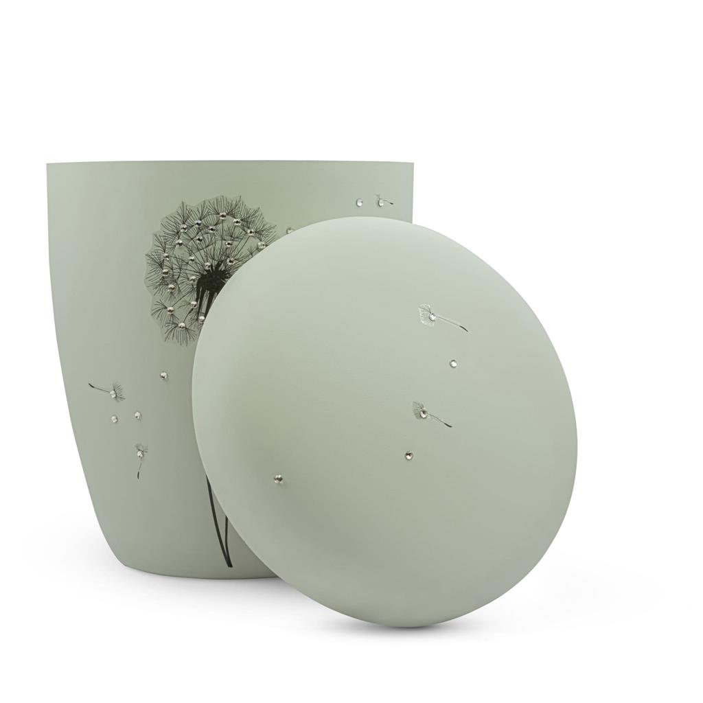 Naturstoffurne, mint-matt, 'Pusteblume + Strass'