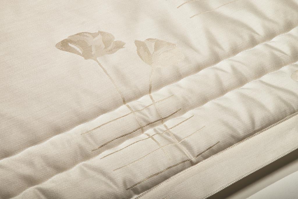 Deckengrt., Drell creme, Blumen, Stehsaum, 250 g/m²