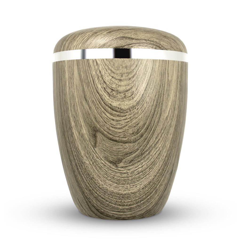 Naturstoffurne, Beschichtung "Altholz creme", Silberband