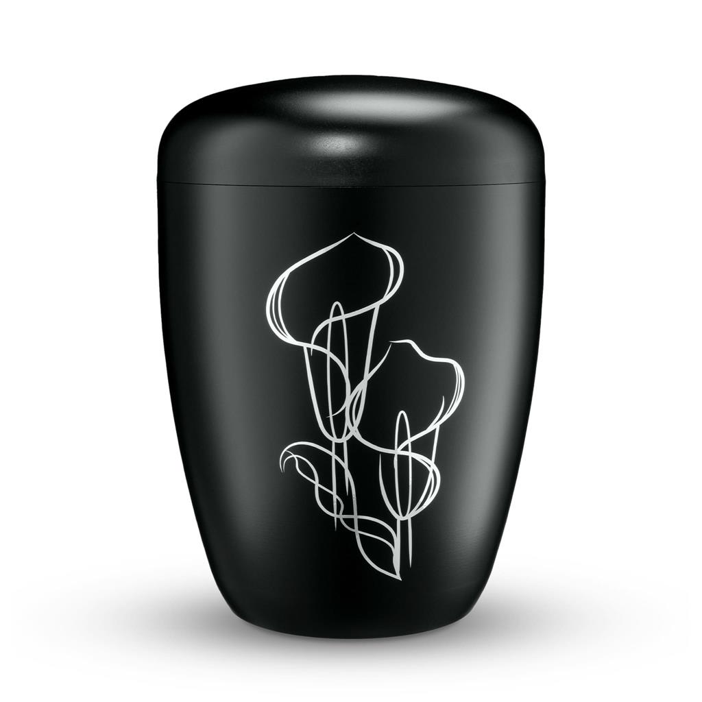 Naturstoffurne, schwarz, "Calla"