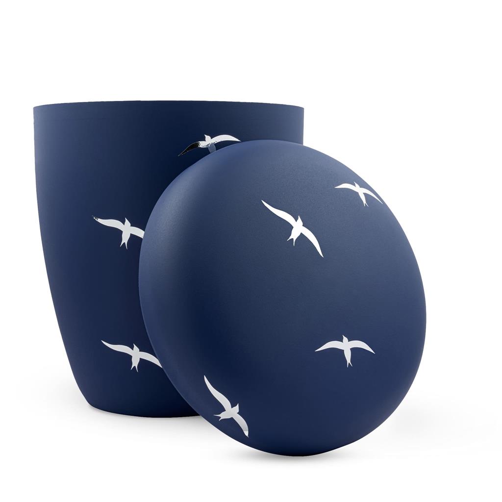 Naturstoffurne, atlantic-blue, "Schwalben"