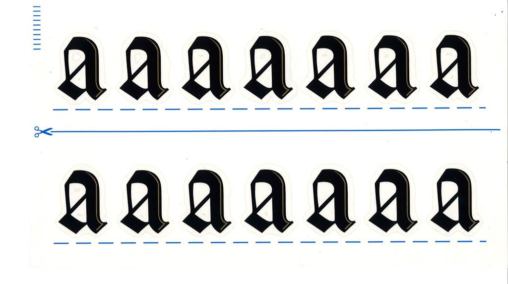 Grabkreuzbeschriftung - 36mm, Zeichen 'a', 14 Stück pro Blatt
