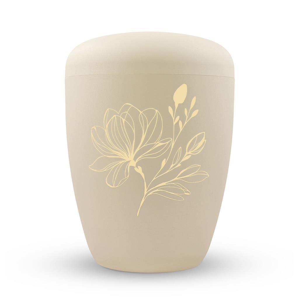 Biourne, glint-seashell lackiert, Folienemblem 'Magnolie' gold