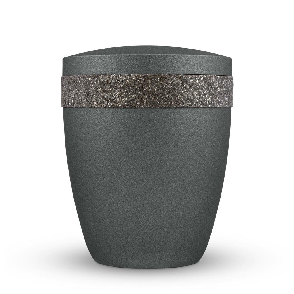 Naturstoffurne, glint-iron, Echtsteinbordüre "BlackPearl"