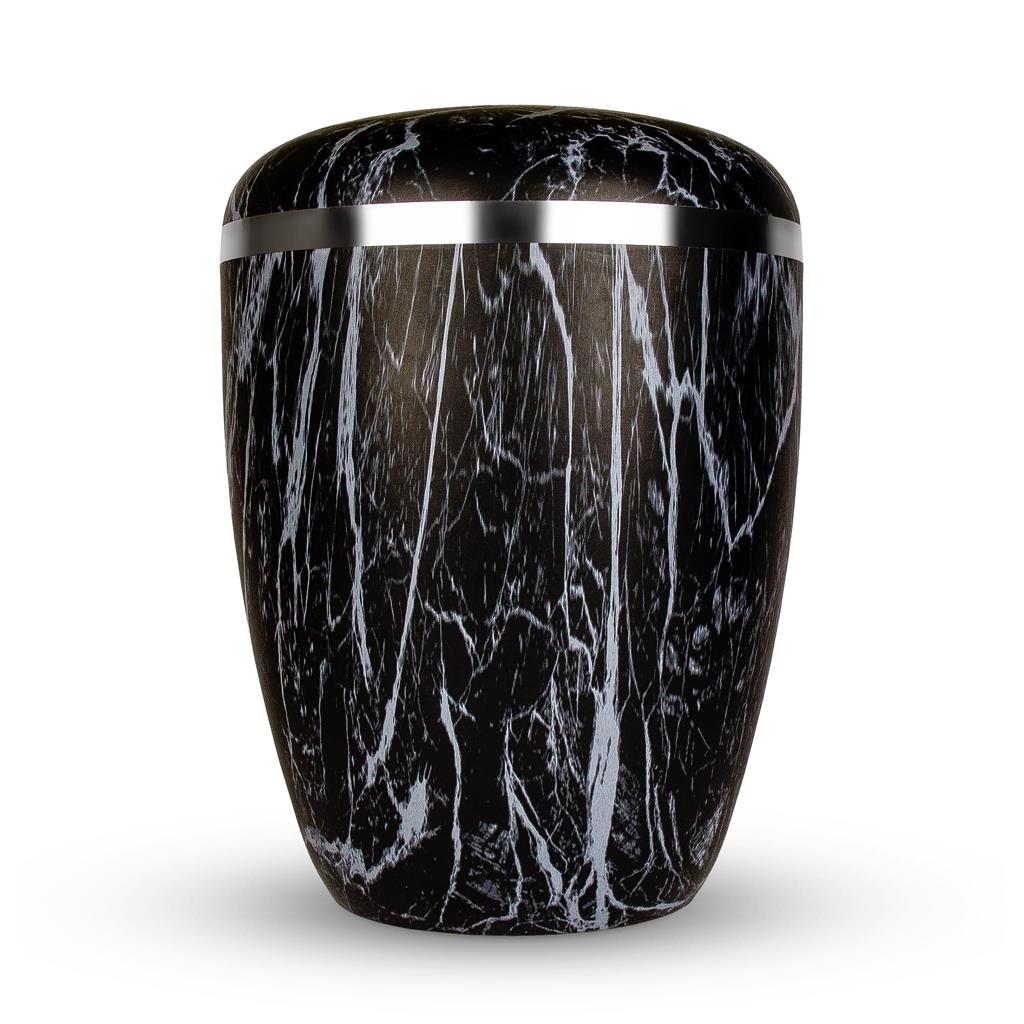 Naturstoffurne, Beschichtung "Marmor matt", Silberband