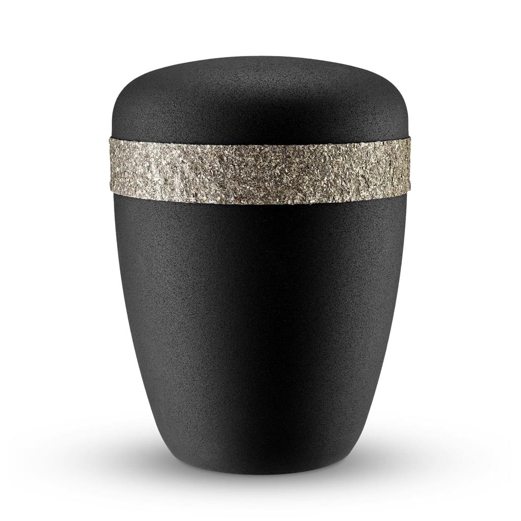 Naturstoffurne, black-velvet, Echtsteinbordüre "BlackPearl"