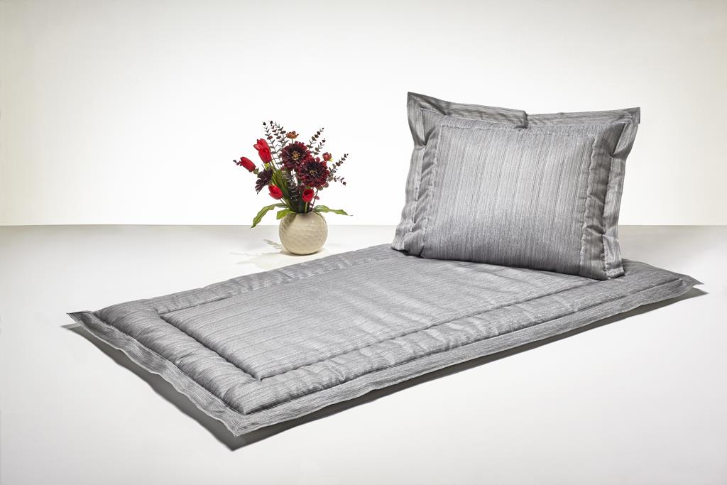 Deckengrt., Dekostoff grau, Streifen, Stehsaum, 350 g/m²
