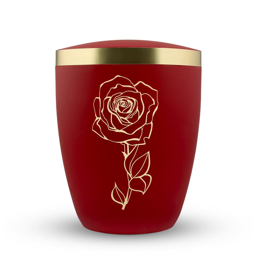 Naturstoffurne, lava-red, "Rose", Goldband