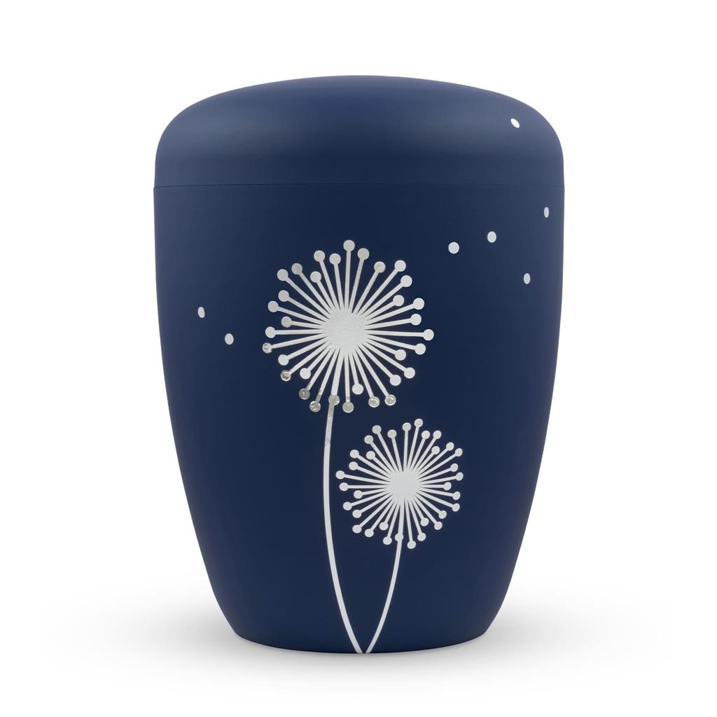 Naturstoffurne, atlantic-blue, moderne Pusteblume
