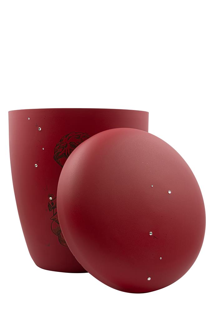Naturstoffurne, lava-red, Gravur "Engel"