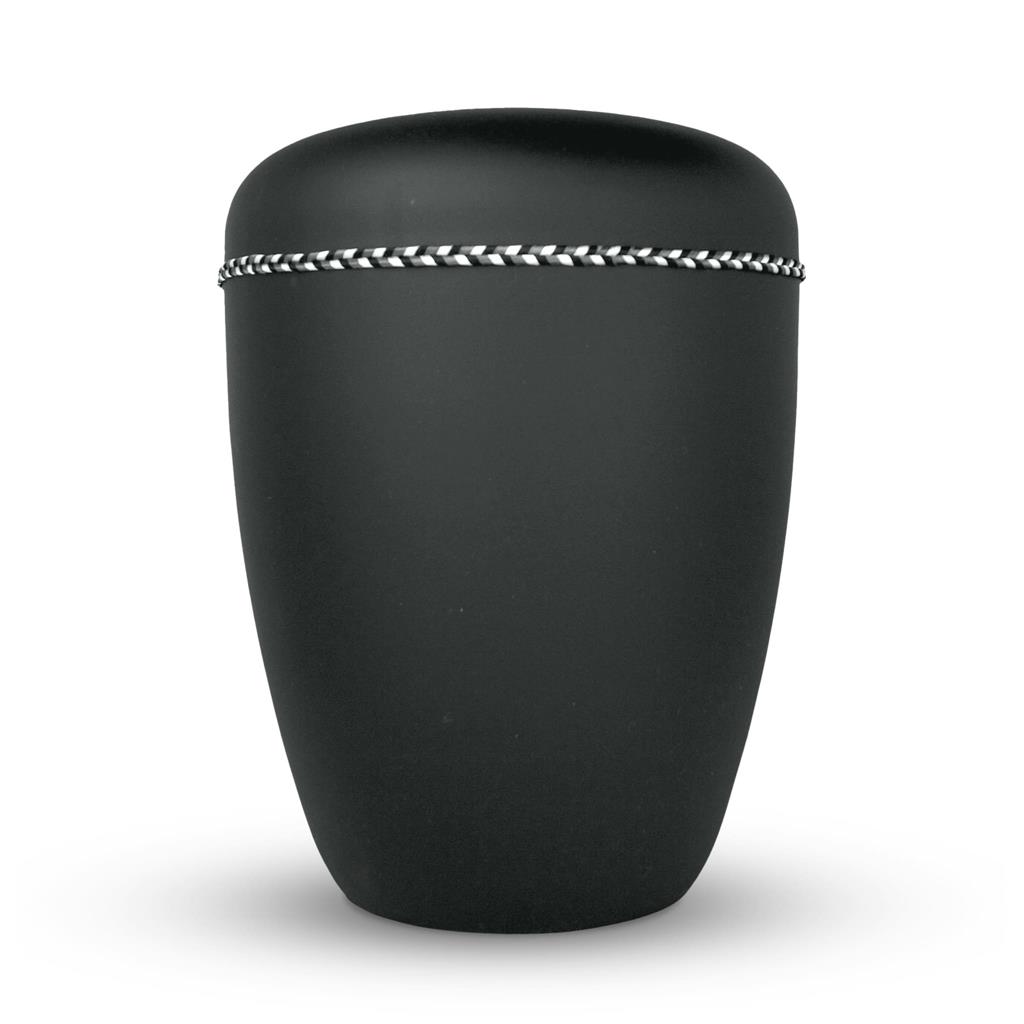 Naturstoffurne, satin-black, Flechtkordel schw-w