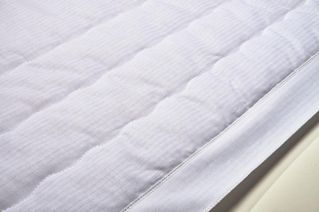 Deckengrt., BW-Linon weiß, Streifen, Stehsaum, 80 g/m²