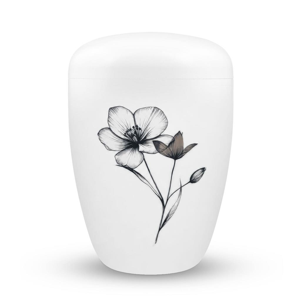 Naturstoffurne, weiß, "Blüte"