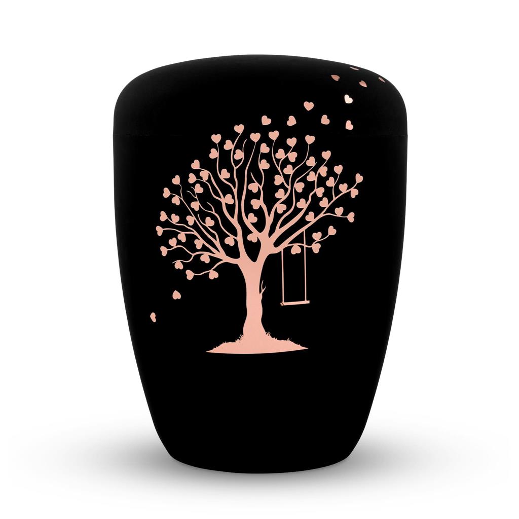 Naturstoffurne, schwarz-matt, "Baum"