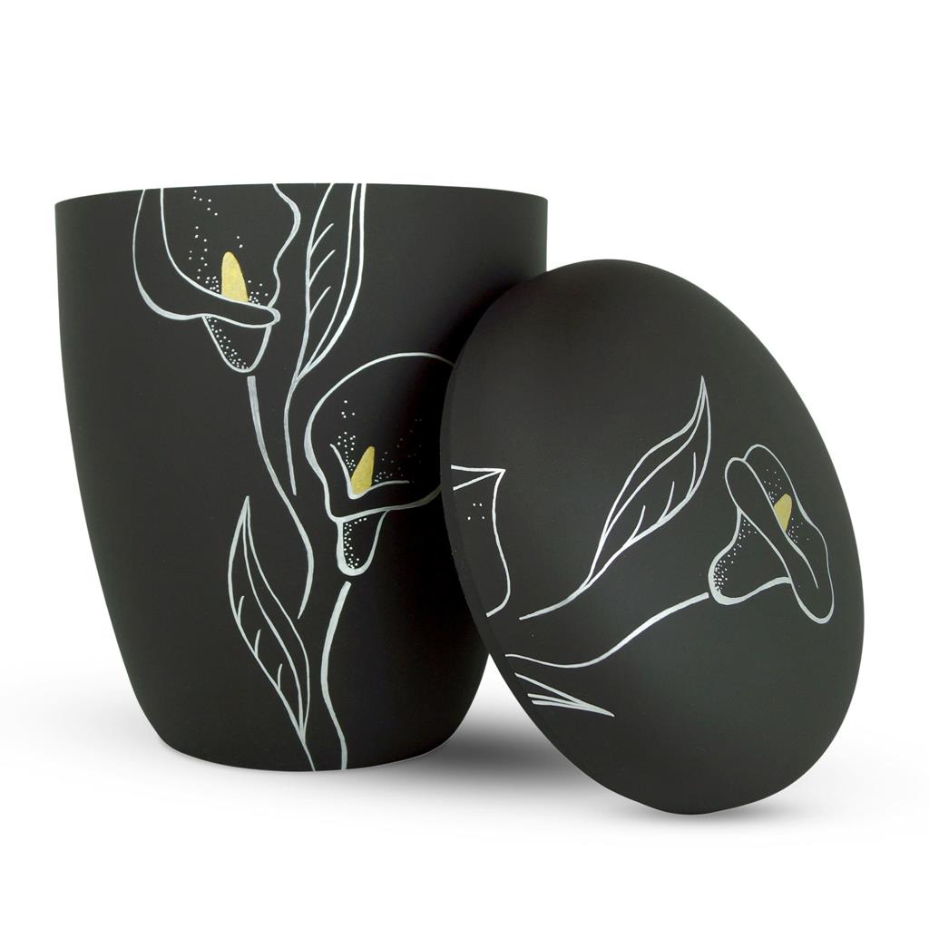 Naturstoffurne, satin-black, "Calla"