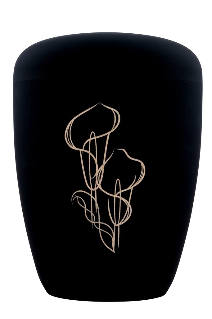 Biourne, schwarz-matt lackiert, Lasergravur "Calla"