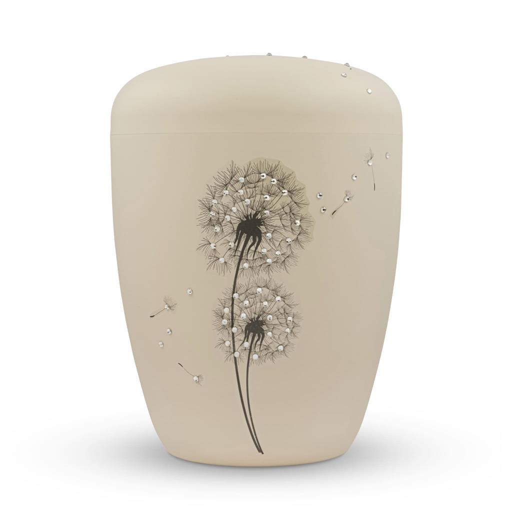 Naturstoffurne, seashell, "Pusteblume + Strass"