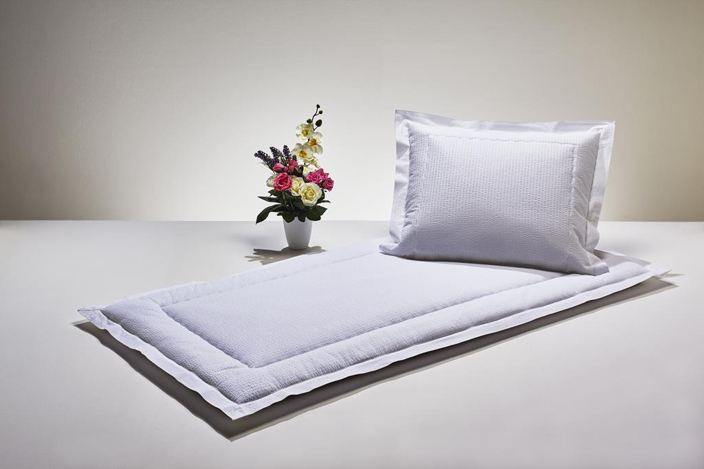 Deckengrt., Seersucker weiß, Stehsaum, 350 g/m²