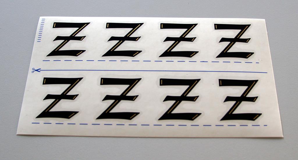 Grabkreuzbeschriftung - 36mm, Zeichen 'Z', 8 Stück pro Blatt