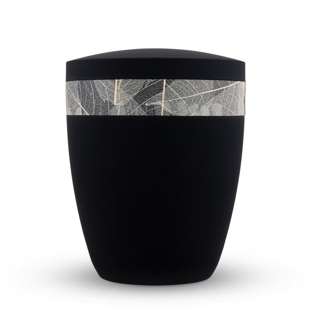 Naturstoffurne, schwarz-matt, "Schleierblätter"