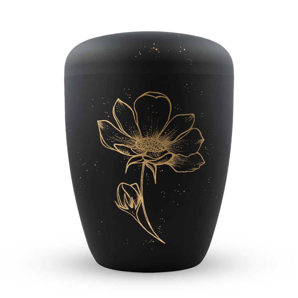 Naturstoffurne, schwarz-matt, "Blüte"