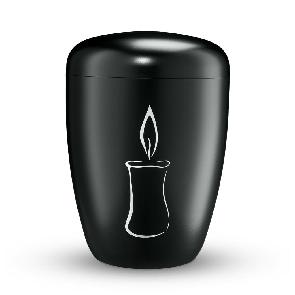 Naturstoffurne, schwarz, "Kerze"