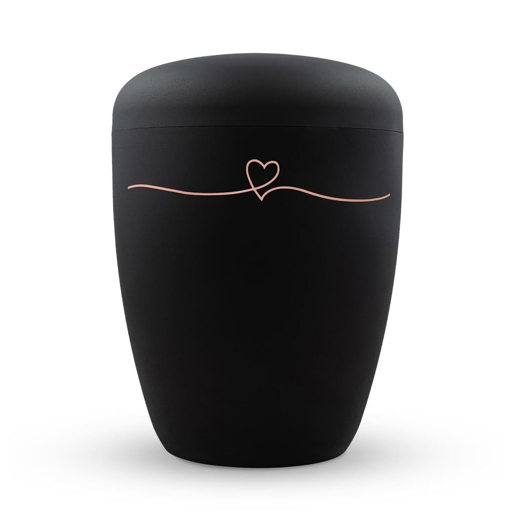 Biourne, schwarz-matt lackiert, Folienemblem "Herzchen" rosé
