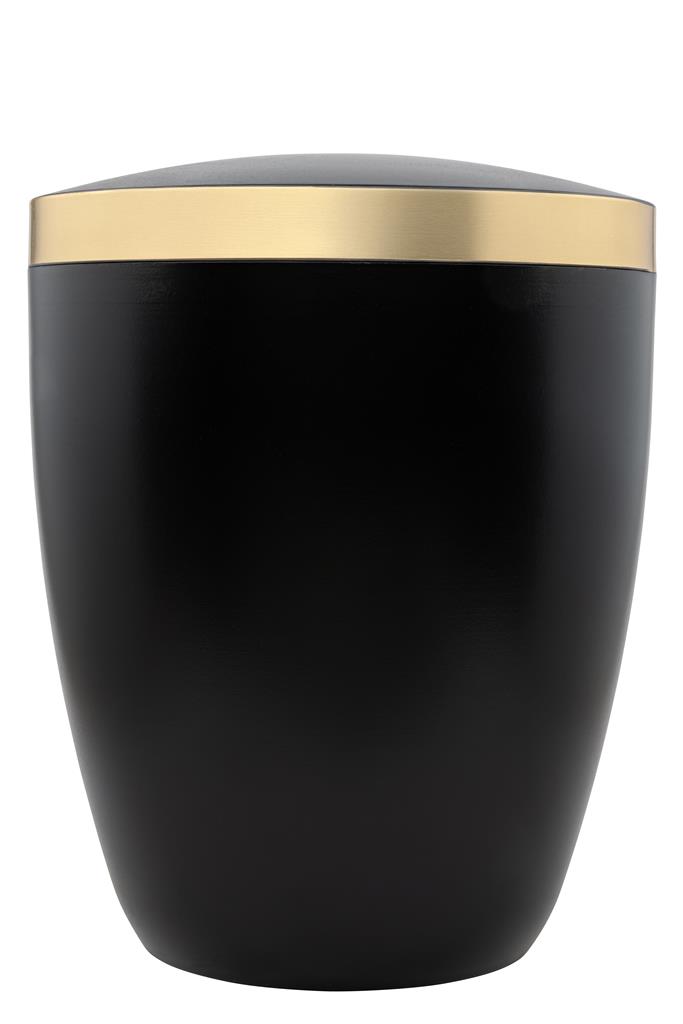Naturstoffurne, schwarz, Goldband