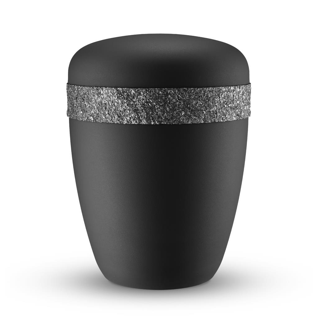 Naturstoffurne, stone-grey, Echtsteinbordüre "BlackPearl"