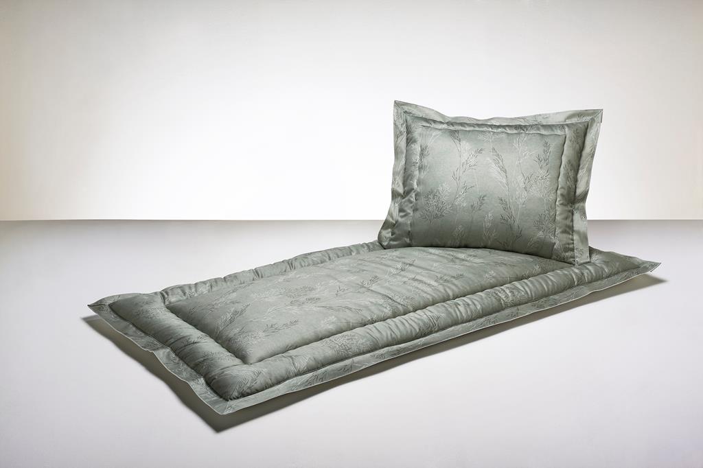 Deckengrt., Baumwoll-Satin mint, Gräser, Stehsaum, 350 g/m²