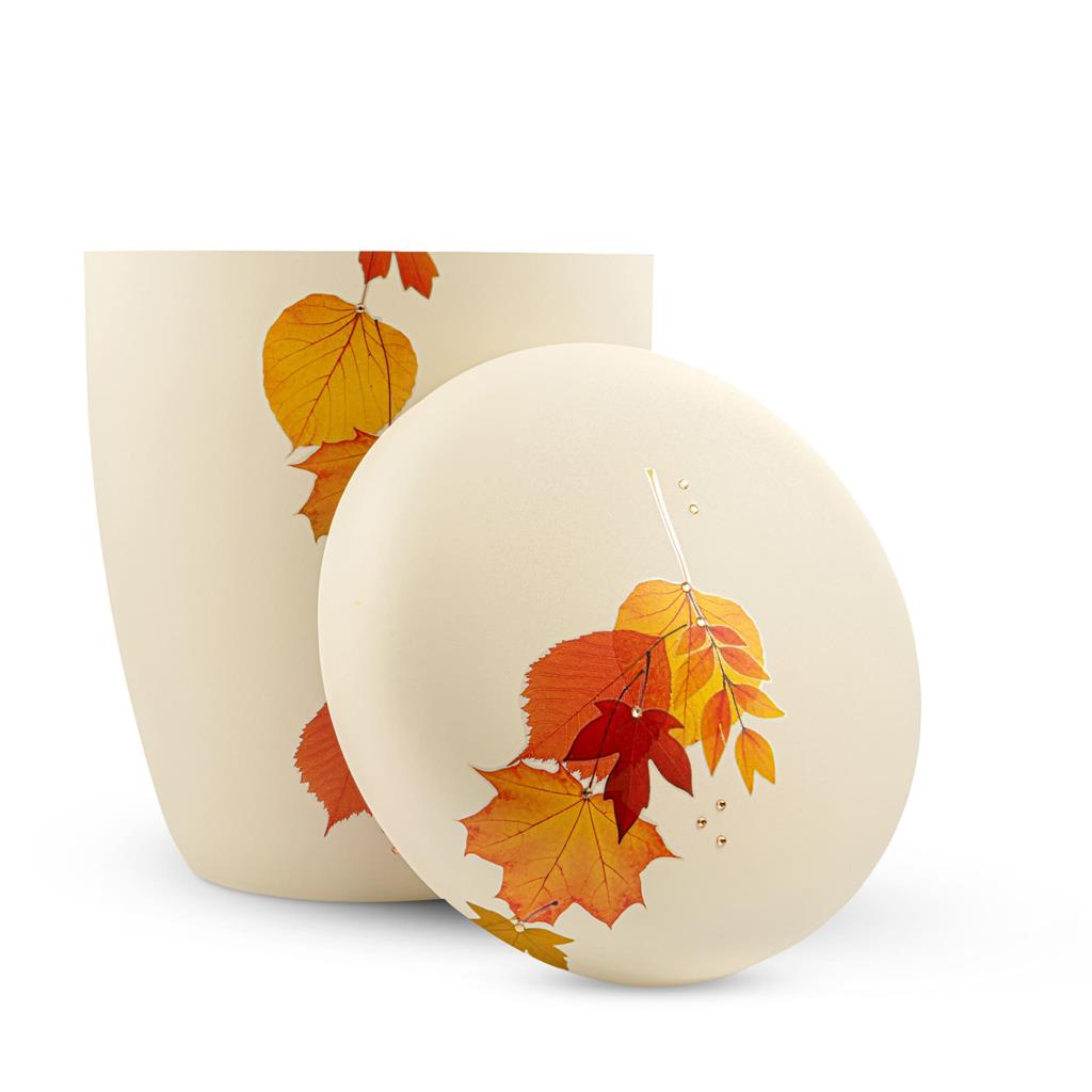 Biourne, glint-seashell lackiert, Design 'Herbstblätter'