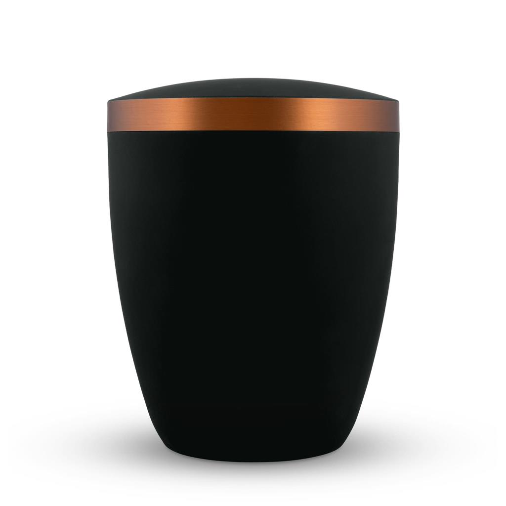 Naturstoffurne, satin-black, Kupferband geschliffen