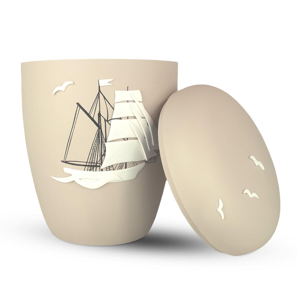 Naturstoffurne, seashell, "Segelschiff"